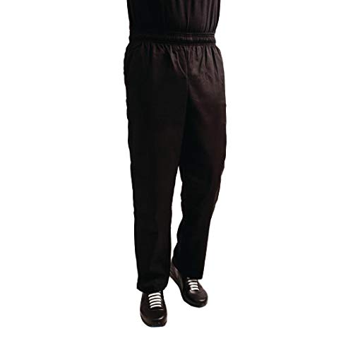 Whites Chefs Clothing A029T-XS Unisex Kochhose Easyfit, Teflonbeschichtet, Schwarz, XS von Whites Chefs Clothing