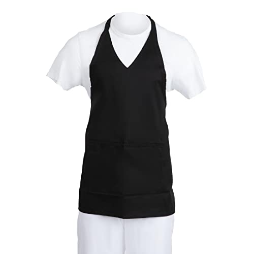 Whites Chefs Clothing B128 Latzschürze mit V-Ausschnitt, Schwarz von Whites Chefs Clothing