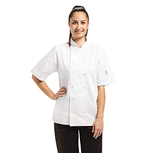 Whites Chefs Clothing Vegas Unisex Polycotton Koch-Jacke Kurzarm, 3XL / XXXL / 3Extra-Large, Weiß, Brustumfang: 56-58 inch / 142-147 cm, Zweireiher, Maschinenwaschbar, A211-3XL von Whites Chefs Clothing