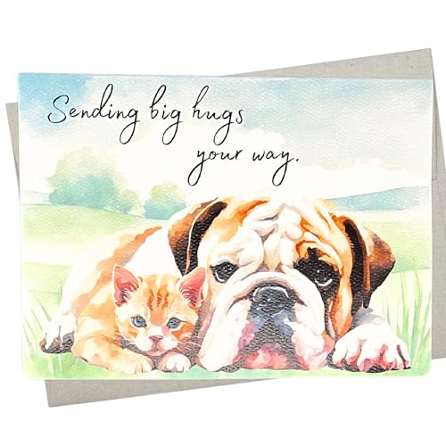 757 Grußkarte mit Hund und Katze "Thinking of You" (17,8 x 12,7 cm und innen blanko), auch für Haustiere von Whitman and Daughter
