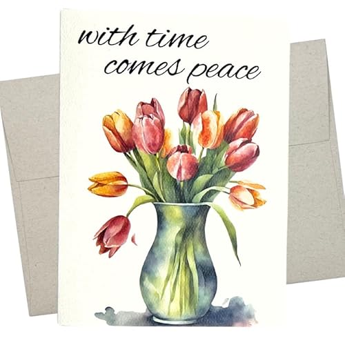 794 Trauerkarte mit Blumenmotiv "Thinking of You", 17,8 x 12,7 cm, Innentext, um Beileid zu senden und Entschuldigung für Ihren Verlust zu sagen von Whitman and Daughter