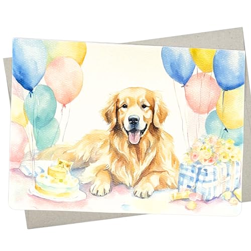 Whitman and Daughter Golden Retriever Geburtstagskarte (1 Premium-Karte, 12,7 x 17,8 cm), Hunde-Notizkarte, blanko, für jeden Anlass wie Babyparty, Kindergeburtstag, Abschlussfeier – 780 von Whitman and Daughter