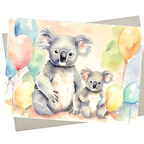 Whitman and Daughter Koala-Geburtstagskarte (1 Premium-Karte, 12,7 x 17,8 cm), Koalabär-Tiernotizkarte, blanko, für jeden Anlass wie Babyparty, Kindergeburtstag, Abschlussfeier – 777 von Whitman and Daughter