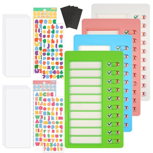 4 Stück To Do List Checklist Boards, Diy Abwischbar Memo Checklist Boards, Austauschbaren Plastiktafel Chore Chart Memo Board, Abnehmbare Wiederverwendbare To Do List Memo für Kinder Lernplanung von WhizNook