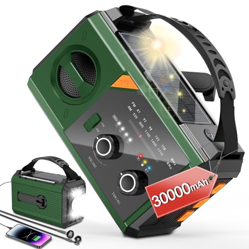 Wholede 30000mAh Kurbelradio mit Bluetooth, Solar Radio mit Handyladefunktion, AM/FM Tragbar Notfallradio, Als Taschenlampe&Ladegerät&Blackout Notfallausrüstung für Outdoor Camping Baustellet-Grün Wholede 30000mAh Kurbelradio mit Bluetooth, Solar Radio mit Handyladefunktion, AM/FM Tragbar Notfallradio, Als Taschenlampe&Ladegerät&Blackout Notfallausrüstung für Outdoor Camping Baustellet-Grün von Wholede
