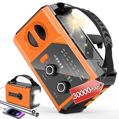Wholede 30000mAh Kurbelradio mit Bluetooth, Solar Radio mit Handyladefunktion, AM/FM Tragbar Notfallradio, Als Taschenlampe&Ladegerät&Blackout Notfallausrüstung für Outdoor Camping Baustellet-Orange Wholede 30000mAh Kurbelradio mit Bluetooth, Solar Radio mit Handyladefunktion, AM/FM Tragbar Notfallradio, Als Taschenlampe&Ladegerät&Blackout Notfallausrüstung für Outdoor Camping Baustellet-Orange von Wholede