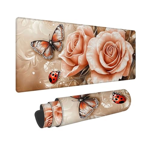 Mauspad 1000x400x3mm, Rose Mousepad XXL, Schreibtischunterlage Schmetterling Mousepad Schreibtisch Zubehör, Waterproof Surface - Non-Slip Rubber Base - Stitched Edges, Geschenke für MäNner WR-254 Mauspad 1000x400x3mm, Rose Mousepad XXL, Schreibtischunterlage Schmetterling Mousepad Schreibtisch Zubehör, Waterproof Surface - Non-Slip Rubber Base - Stitched Edges, Geschenke für MäNner WR-254 von Whoonng