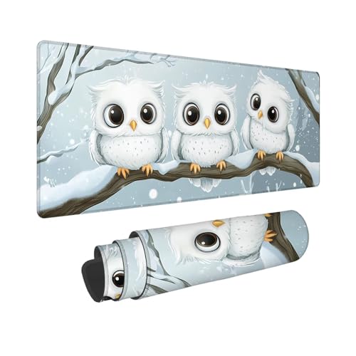 Mauspad 1000x500x3mm, Extended Eule Mousepad XXL, Schreibtischunterlage Schnee Mousepad Schreibtisch Zubehör, Waterproof Surface, Non-Slip Rubber Base - Stitched Edges, Geschenke für MäNner WR-300 Mauspad 1000x500x3mm, Extended Eule Mousepad XXL, Schreibtischunterlage Schnee Mousepad Schreibtisch Zubehör, Waterproof Surface, Non-Slip Rubber Base - Stitched Edges, Geschenke für MäNner WR-300 von Whoonng