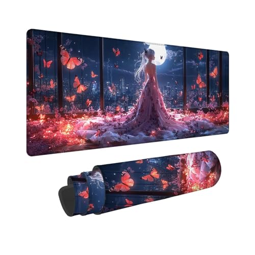 Mauspad 700x400x3mm, Extended Mond Mousepad, Schreibtischunterlage Frau Mousepad Schreibtisch Zubehör, Waterproof Surface Non-Slip Rubber Base, Stitched Edges Mouse Pad, Geschenke für MäNner WR-222 von Whoonng