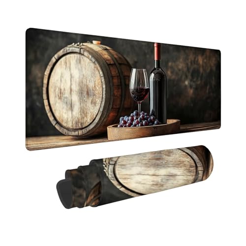 Mauspad 900x400x3mm, Extended Wein Mousepad, Schreibtischunterlage Obst Mousepad Schreibtisch Zubehör, Waterproof Surface Non-Slip Rubber Base, Stitched Edges Mouse Pad, Geschenke für MäNner WR-406 von Whoonng