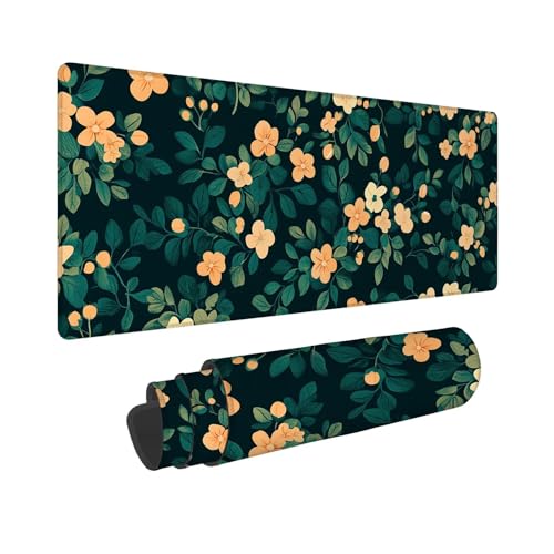 Mauspad Chrysantheme Mousepad Grün Schreibtischunterlage, Wassxerdicht VerläNgertes Desk Mat, Rutschfeste Gummibasis Mouse Pad mit VernäHte Kanten Gaming, BüRo, Geschenke für Frauen 800x400x3mm 6W-179 von Whoonng