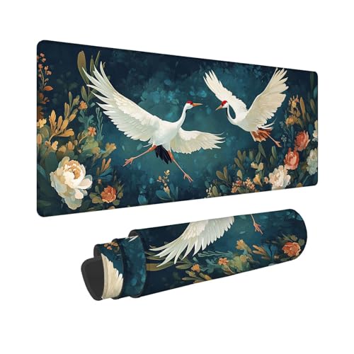 Mauspad Chrysantheme Mousepad Kran Schreibtischunterlage, Wassxerdicht VerläNgertes Desk Mat, rutschfeste Gummibasis Mouse Pad VernäHte Kanten Gaming, BüRo, Geschenke für Frauen 1000x500x3mm WR-797 von Whoonng