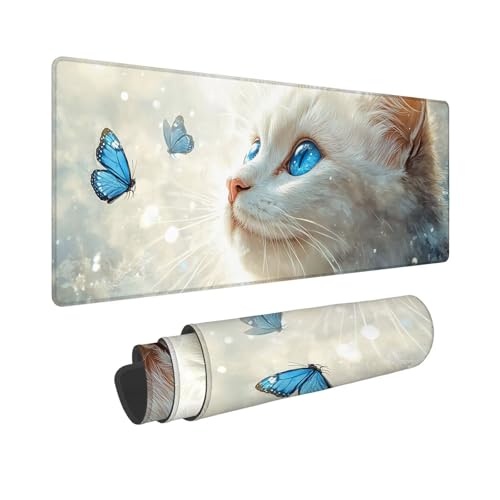 Mauspad Katze Mousepad Traum Schreibtischunterlage, Wassxerdicht VerläNgertes Desk Mat, rutschfeste Gummibasis mit VernäHte Kanten für Gaming, BüRo, Zuhause, Geschenke für Frauen 1200x600x3mm WR-389 Mauspad Katze Mousepad Traum Schreibtischunterlage, Wassxerdicht VerläNgertes Desk Mat, rutschfeste Gummibasis mit VernäHte Kanten für Gaming, BüRo, Zuhause, Geschenke für Frauen 1200x600x3mm WR-389 von Whoonng