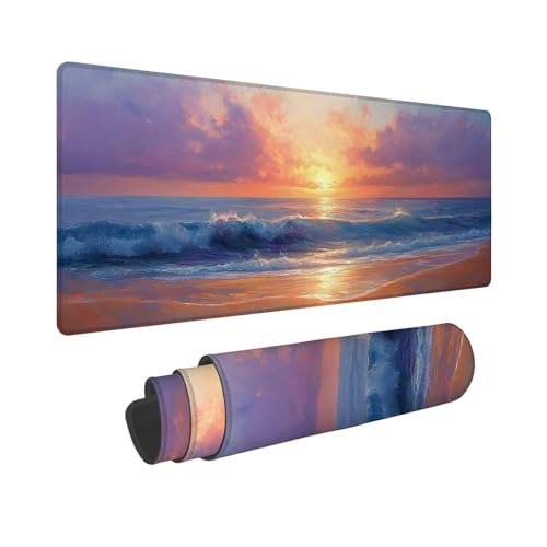 Mauspad XXL Meer Mousepad Sonnenuntergang Schreibtischunterlage, Wassxerdicht VerläNgertes Desk Mat, rutschfeste Gummibasis mit VernäHte Kanten Gaming, BüRo, Geschenke für Frauen 700x400x3mm WR-371 Mauspad XXL Meer Mousepad Sonnenuntergang Schreibtischunterlage, Wassxerdicht VerläNgertes Desk Mat, rutschfeste Gummibasis mit VernäHte Kanten Gaming, BüRo, Geschenke für Frauen 700x400x3mm WR-371 von Whoonng
