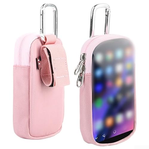 Tragbare Aufbewahrungstasche für MP3/MP4, MP3-/MP4-Reise, transparent, für Player/Kopfhörer/mobile Stromversorgung (15 x 10 x 1 cm) (Rosa) von Whychstore