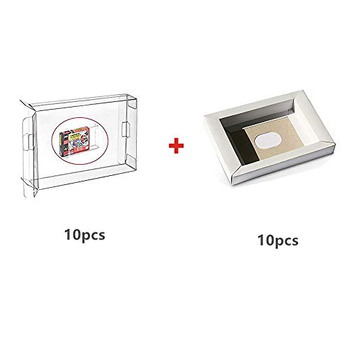 WiCareYo 10Pcs Schutzhülle Karton Wiedereinbau inneres Einlegeeinsatz Behälter für Super SNES PAL u. NTSC CIB Spiel Patrone & 10PCS Clear Box Hülse für SNES N64 Spiele Cartridge Box von WiCareYo