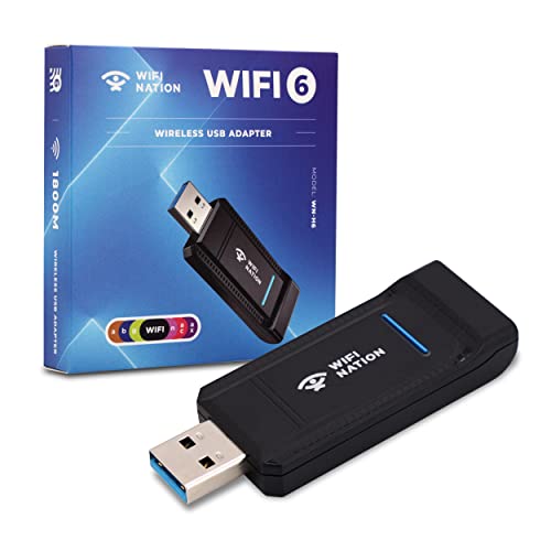 WiFi Nation WiFi 6 AX1800 2T2R, USB 3.0 Chipsatz: RTL8832AU, WiFi Dongle Adapter | 802.11ax Gigabit Wireless Netzwerkkartenadapter | 5GHz/2.4GHz | WPA3 Netzwerksicherheit | Windows 7/10/11 von WiFi Nation