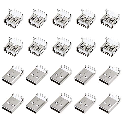 WiMas 60PCS USB Typ A Stecker Buchse, Klinkenbuchse PBC Montage für Computer USB-CD Maus Tastatur von WiMas