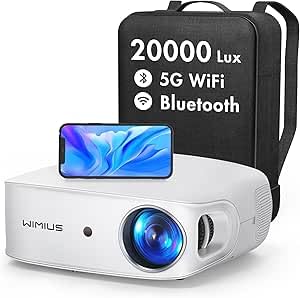 Beamer【6D Auto Trapezkorrektur】 25000 Lumen WiFi Bluetooth Full HD 1080P Beamer 4K Unterstützt, 50% Zoom 300 '' LED Heimkino Video Beamer, für Fire Stick/PS5/Laptop Handy Projektor von WiMiUS
