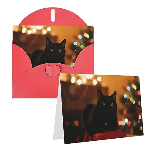 Weihnachtskarten mit schwarzer Katze, leere Karten und Umschläge, Dankeskarte für Lehrer, Glückwunschkarte zum neuen Zuhause, Geburtstagskarte, schöne Urlaubskarte von WiNwon