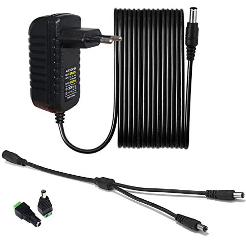 WiTi 12V Netzteil 2000mA AC Adapter 3 Meter Kabel 100-240v 50-60hz zu DC Stromversorgung 12V 2A 24W Stecker 5,5mm x 2,1mm Power Supply Ladegerät Netzteil für CCTV-Kamera, LED Streifen, Router ect von WiTi