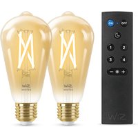 WiZ 50W E27 Edisonform Filament Amber Warm- und Kaltweiß 2er-Pack inkl. Fernbedienung - Weiß WiZ 50W E27 Edisonform Filament Amber Warm- und Kaltweiß 2er-Pack inkl. Fernbedienung - Weiß von WiZ