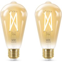 WiZ 50W E27 Edisonform Filament Amber Warm- und Kaltweiß 2er-Pack - weiß von WiZ