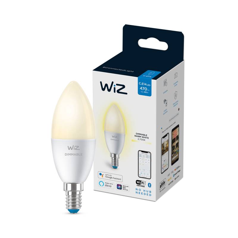 WiZ - Einzelne Glühbirne C37 E14 Weiß - Smart Home von WiZ
