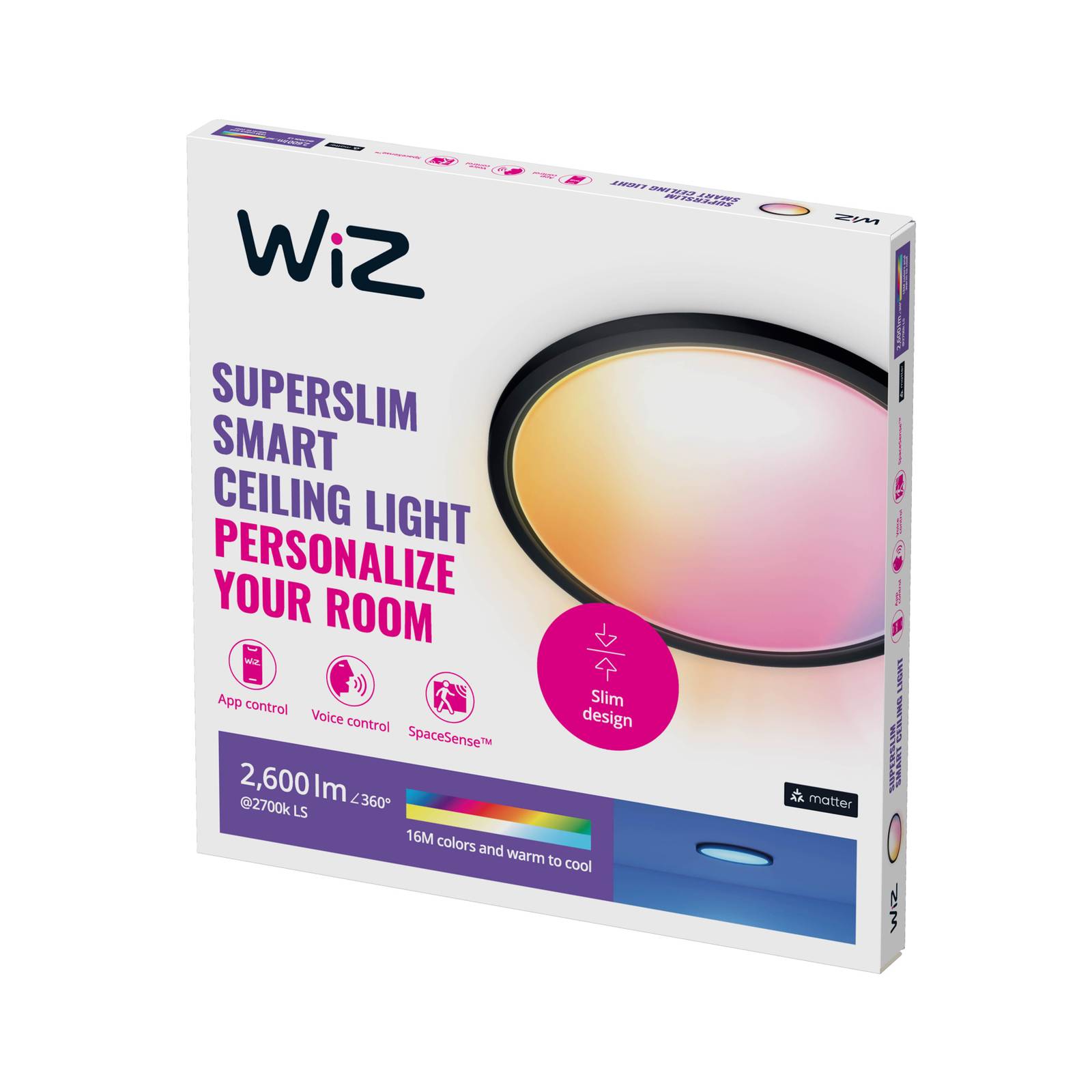 WiZ SuperSlim LED-Deckenleuchte RGBW Ø42cm schwarz WiZ SuperSlim LED-Deckenleuchte RGBW Ø42cm schwarz von WiZ