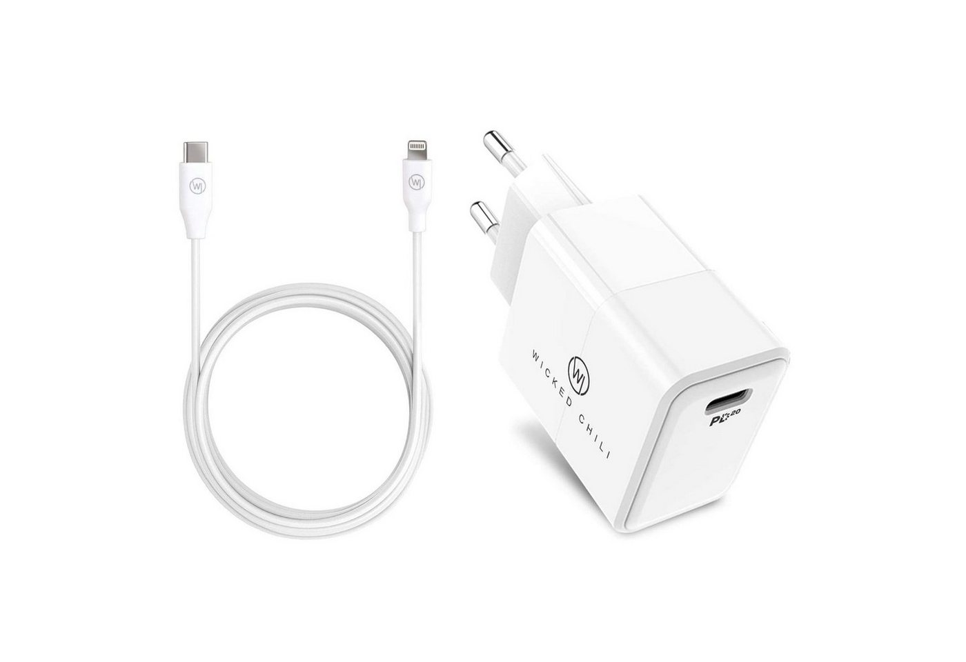 Wicked Chili 20W Netzteil USB C + Lightning Kabel für iPhone 14 Steckernetzteil (USB-C Power Delvery 3.0 Schnellladegerät für Apple iPhone) von Wicked Chili