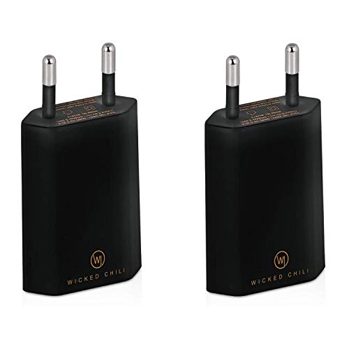 Wicked Chili 2X Pro Series Netzteil USB Adapter kompatibel mit Apple iPhone, Samsung Galaxy/Handy Ladegerät, Smartphone Netzstecker (1A, 5V) schwarz von Wicked Chili