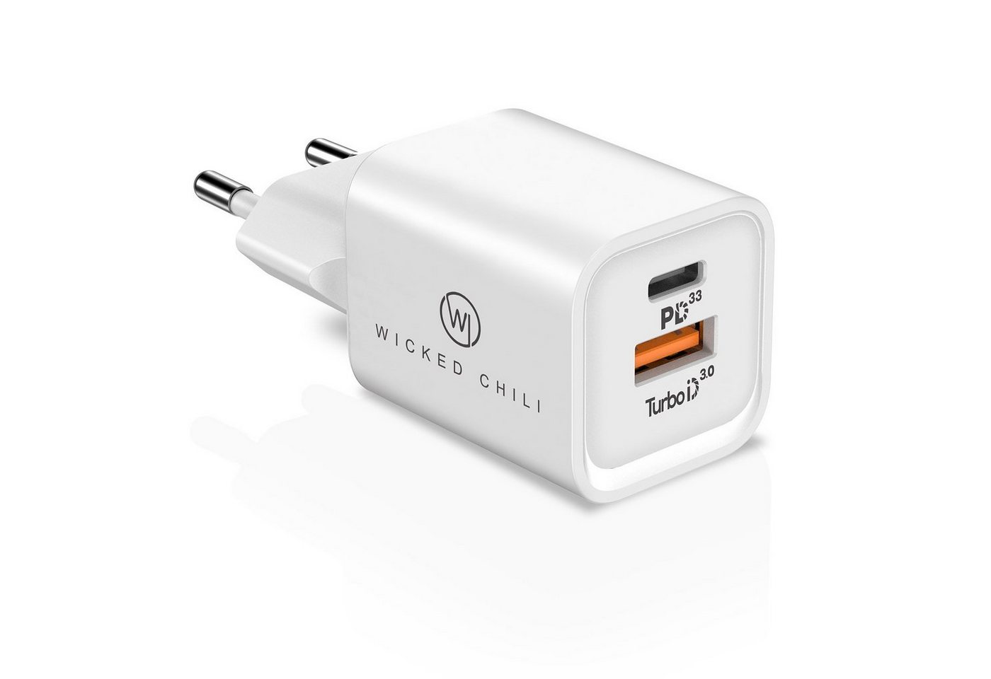 Wicked Chili 33W Dual USB-Netzteil mit 1x USB-C und 1x USB-A Steckernetzteil (USB-C Power Delvery 3.0 Schnellladegerät für Apple iPhone) von Wicked Chili