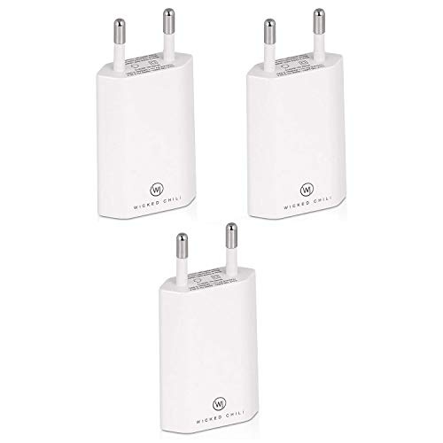 Wicked Chili 3X Pro Series Netzteil USB Adapter kompatibel mit Apple iPhone, Samsung Galaxy/Handy Ladegerät, Smartphone Netzstecker (1A, 5V) weiß von Wicked Chili