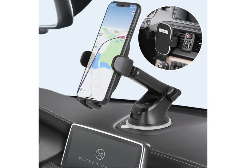 Wicked Chili 3in1 KFZ Halter für iPhone 14 13 12 (Pro Max Mini) Smartphone-Halterung, (1er Set, 4-tlg., mit allen Apple Smartphones und anderen Handys mit einer Breite von 52) von Wicked Chili