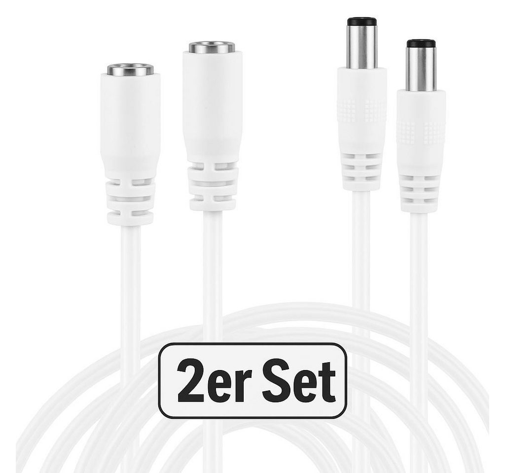 Wicked Chili 3m Verlängerungskabel für Hue Lightbar (2er Set weiss) Verlängerungskabel, Hohlstecker , Hohlsteckerbuchse  (300 cm), 3m DC-Verlängerungskabel für Philips Hue Play Lightbar color ambience von Wicked Chili