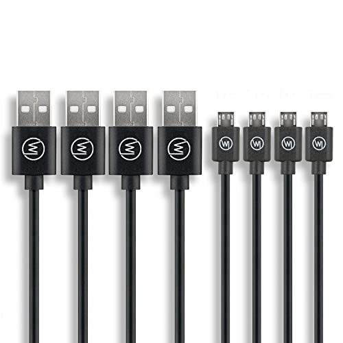 Wicked Chili 4x MicroUSB Handy Ladekabel kompatibel mit Samsung, Huawei, Realme, Vivo und Smartphone mit MicroUSB Anschluss (max. Stromstärke 2,5A | max. Strombelastbarkeit 3A | 1m) schwarz von Wicked Chili