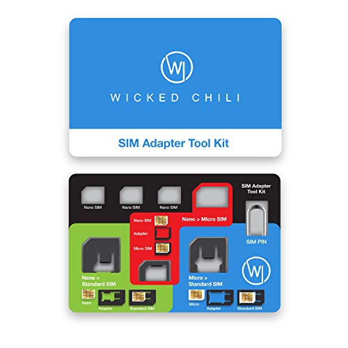 Wicked Chili 8in1 SIM Karten Adapter Aufbewahrung Set/Nano Micro Standard Karte + Simkarten Nadel für Handy, Tablet, Smartphone, Mobiler WLAN Router, LTE Reiserouter, Surfstick, Phone, Stanze von Wicked Chili