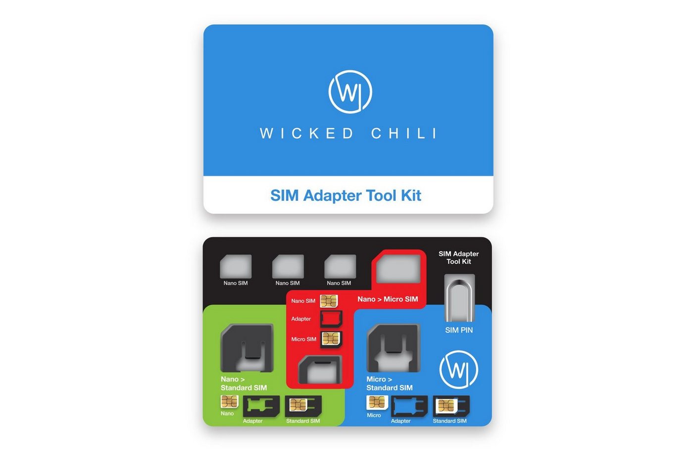 Wicked Chili SIM-Adapter-Set & Travel Case in Kreditkartengröße Smartphone-Adapter N/A zu Nano, Micro, Standard von Wicked Chili