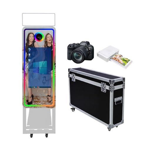 Magic Mirror Photo Booth 101,6 cm (40 Zoll), Flight Case Verpackung, tragbare 22-Zoll-Touchscreen-Spiegelkabine für Hochzeiten, Partys, Veranstaltungen (weiße Maschine, 101,6 cm / 55,9 cm Touchscreen von WideMeet