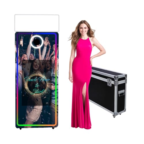 Magischer Spiegel, Fotokabine, 165,1 cm, Flugkoffer, tragbar, 81,3 cm (32 Zoll) Touchscreen, für Hochzeiten, Partys, Veranstaltungen (weiße Maschine, 165,1 cm / 81,3 cm Touchscreen) von WideMeet