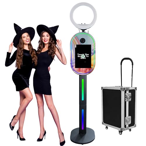 WideMeet Tragbare Kamera Photo Booth mit 15,6 Zoll Touchscreen Selfie Photobooth DSLR Photo Booth Maschine für Hochzeiten Partys Events (Schwarze Maschine, Spiegel Photobooth Maschine) von WideMeet