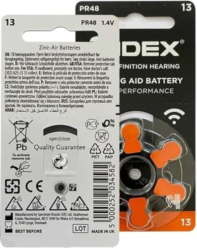 Widex | Hörgerätebatterien | 10 Packungen | 60 Batterien | Orange Aufkleber | P13 | Hörgerät Widex | Hörgerätebatterien | 10 Packungen | 60 Batterien | Orange Aufkleber | P13 | Hörgerät von Widex