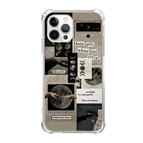WidofvSpky Vintage Moon Collage Handyhülle für iPhone 15 Pro Max, ästhetische Mondschein-Zeitungs-Collage Hülle für Teenager, Damen, Herren für iPhone 15 Pro Max, einzigartige weiche von WidofvSpky