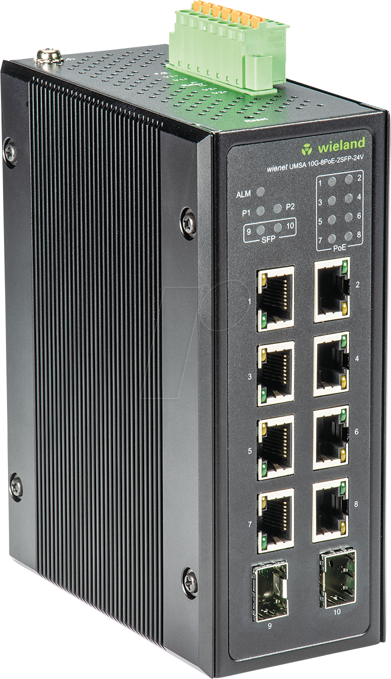 WIENET UMSA10G8P - Switch, 8-Port, Gigabit Ethernet, SFP, PoE von Wieland