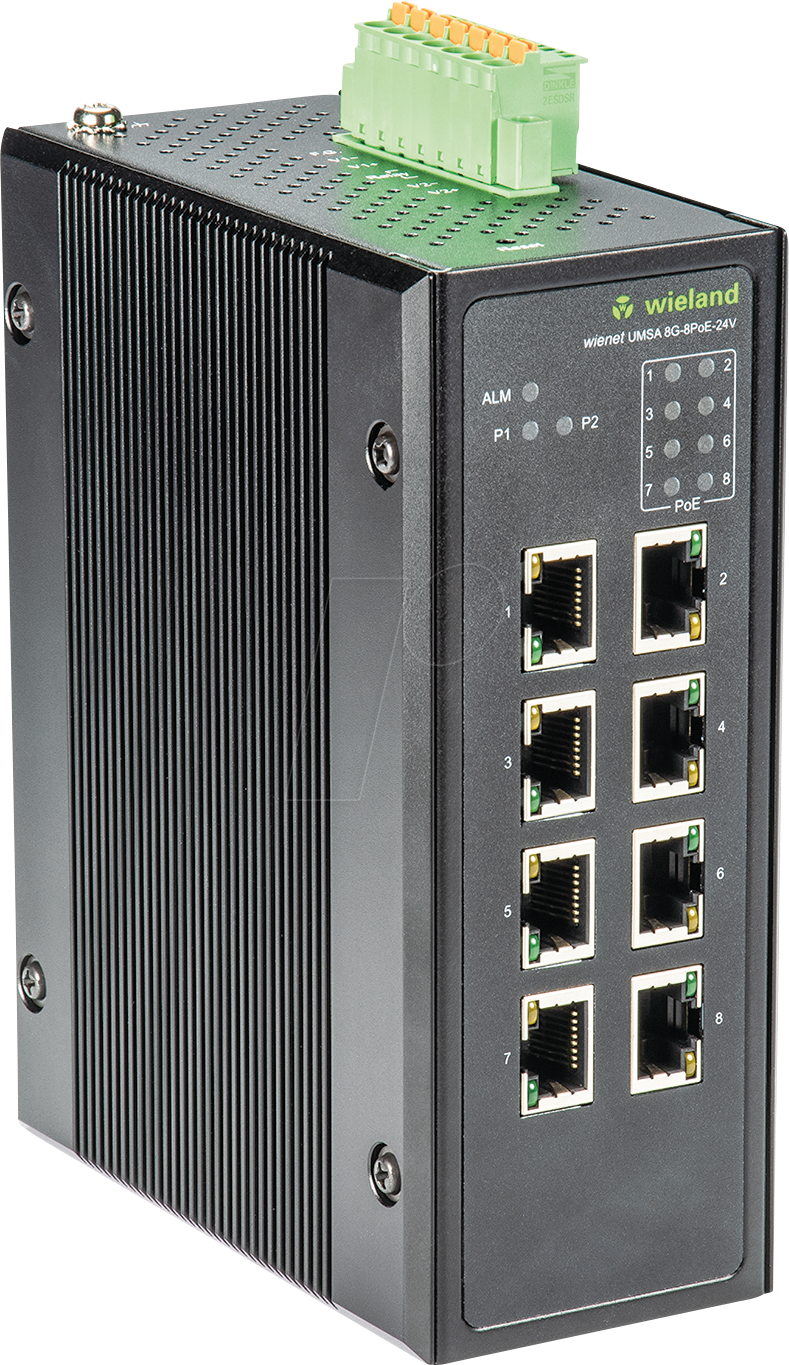 WIENET UMSA8G8P - Switch, 8-Port, Gigabit Ethernet, PoE+ von Wieland