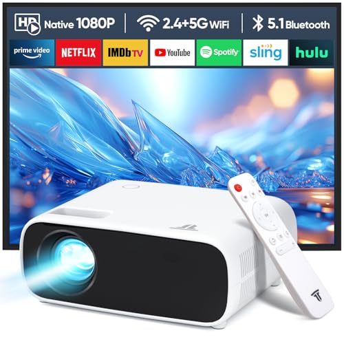 2025 Neuer Mini Beamer, 18000 Lumen Bluetooth Projektor, Unterstützung 1080P, 5G WiFi LCD Heimkino Tragbarer Projektor, Kompatibel mit iOS/Android/Laptop/HDMI/PC/TV Stick/USB(schwarz) von Wielio