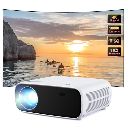 2025 Neues Hochleistungsbeamer, unterstützt Switch und PS5 ohne Verzögerung, Beamer mit WiFi und Bluetooth, 20000 Lumen 4K-Unterstützung, Full HD 1080P Auflösung, （Hochhelligkeitsversion） von Wielio