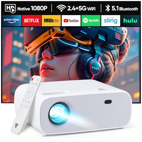 Beamer mit WiFi Bluetooth, Mini Outdoor/Home Video Beamer, Full HD Native 1080P Tragbarer Projektor 4K Heimkino 18000 Lumen, Kompatibel mit iPhone/Android von Wielio