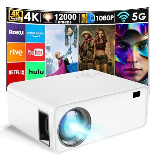 Beamer mit WiFi and Bluetooth, Native 1080P Heimkino Handy Filmprojektor 12000 Lumens Video Mini Projektor Full HD, Beamer Wand Decken Halterung für iOS/Android Phone/TV Stick/Laptop/PS5/Firestick Beamer mit WiFi and Bluetooth, Native 1080P Heimkino Handy Filmprojektor 12000 Lumens Video Mini Projektor Full HD, Beamer Wand Decken Halterung für iOS/Android Phone/TV Stick/Laptop/PS5/Firestick von Wielio