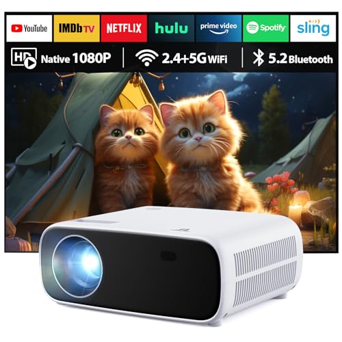2025 Neues Hochleistungsbeamer, unterstützt Switch und PS5 ohne Verzögerung, Beamer mit WiFi und Bluetooth, 20000 Lumen 4K-Unterstützung, Full HD 1080P Auflösung, （Hochhelligkeitsversion） von Wielio